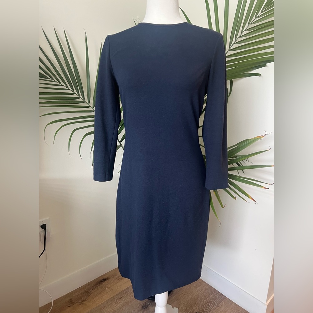 Vince Classic Long Sleeve Navy Dress